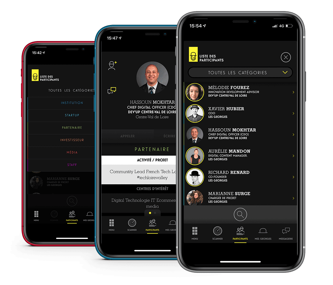 Écrans de l'application Who is Georges